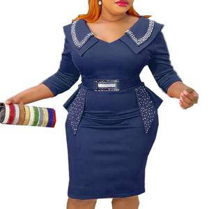 Abito tubino da donna a mezza lunghezza primavera autunno, con fascia in vita, elegante o casual, con perline, tipo tuniche - Product Image 4