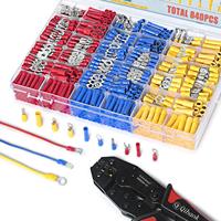 Kit de 1200 pièces d'embouts à sertir isolés en laiton étamé, assortiment de bornes à anneau, à fourche et à déconnexion rapide