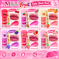 Porte-clés Breloque Fruitée, Huile à Lèvres Brillante et Juteuse, Boîte de Présentation 24 Pièces, Cosmétiques en Gros Marque Privée