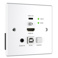 Extenseur mural HDBT 2x1 HDMI/USB-C 4K60 avec bande passante vidéo 18 Gbit/s, commutateur DIP EDID intégré, jusqu'à 328 pieds/100 m