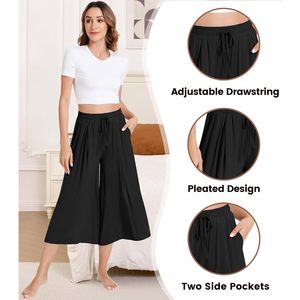 Pantalon Capri Large en Viscose de Bambou pour Femme, Taille Haute avec Poches, Respirant, Idéal pour le Yoga (Vente en Gros) - Product Image 4