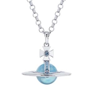 Collier Femme Punk Saturne Stéréo avec Perles en Pierre Naturelle 20mm ORB Vivienne Empress Dowager Tendance - Product Image 5