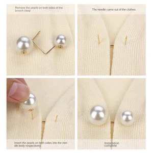Spilla di perle staccabile a doppia testa con perline da 1,2 cm, accessorio per abbigliamento, clip da cintura, spilla per pantaloni, gioiello per indumenti - Product Image 3