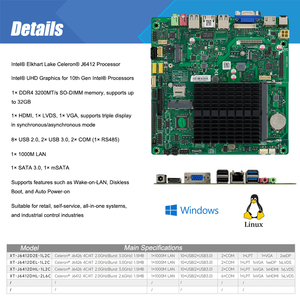32GB <span class=keywords><strong>RAM</strong></span> HD-MI LVDS VGA 트리플 디스플레이 RS485 COM 와이드 전압 산업용 팬리스 J6426 미니 ITX 마더보드 - Product Image 2