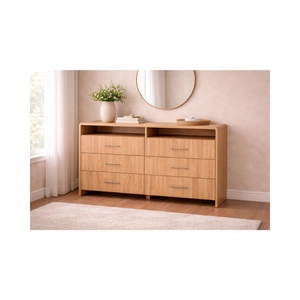 RIVEO RANGE Collection Wooden Home Furniture Best Price Solid Wood Dresser 6 Drawers Wood Bedroom Cabinet Storage - Product Image 1