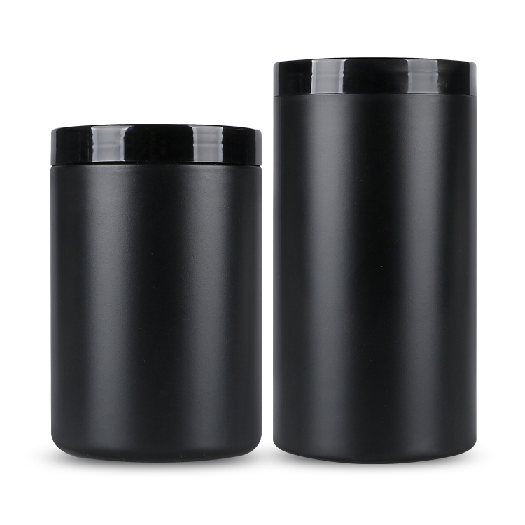High Quality 1000cc HDPE Plastic Black Jar Conditions for 400 g Powder with Low Density