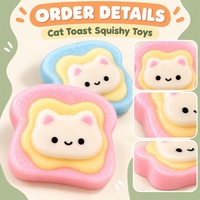 Mainan Squishy Roti Panggang Kucing, Pereda Stres, Fidget Toy dengan Alas Roti Panggang Pastel, Ide Hadiah untuk Pecinta Kucing Pastel dan Permainan Sensorik