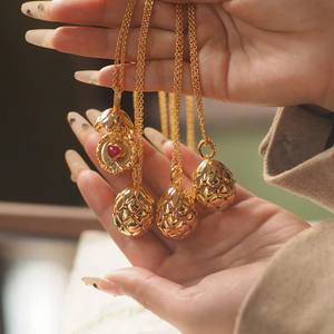 Винтажное Модное Элегантное маленькое ожерелье с подвеской, открываемое пасхальное яйцо, любовь, циркон, Высокая цветная цепочка, модная Геометрическая цепочка - Product Image 4