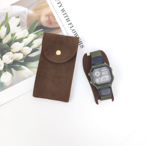 Custom Velvet Pouch for <b>Watch</b> & Jewelry Packaging with Button Closure USM Brand Portable <b>Ring</b> Storage Bag - Product Image 5