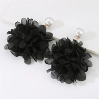 Fiesta de vacaciones exagerada grande Floral flor grande oreja joyería último modelo moda Hada tela flor pendientes para mujer