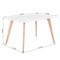 Table de salle à manger moderne en promotion avec plateau en MDF et pieds en bois massif, installation facile, options 4/6/8 personnes