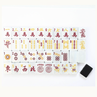Tuiles de mahjong américaines en acrylique nacré noir personnalisées, jeu moderne en jade perlé pour 4 joueurs