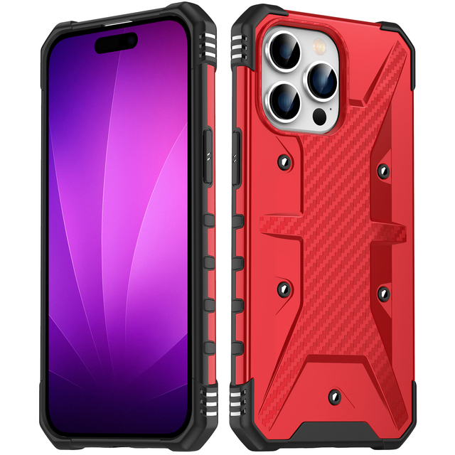 Shockproof Hybrid Armor Phone Case for iPhone 15 Pro Max 13 12 11 14 16 Plus Hard PC TPU 2 in 1 Back Cover Carbon Fiber Shell