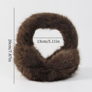 Прямые продажи с фабрики, складные зимние теплые пушистые плюшевые наушники из искусственного меха кролика на заказ для женщин - Product Image 5