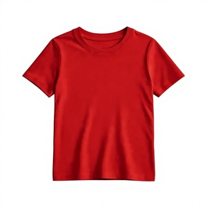 Camiseta Roja para Hombre, 100% Algodón, Manga Corta, Cuello Redondo, Corte Regular, Color Sólido, Informal, Tejido de Punto, Transpirable, con Logotipo Frontal - Product Image 1