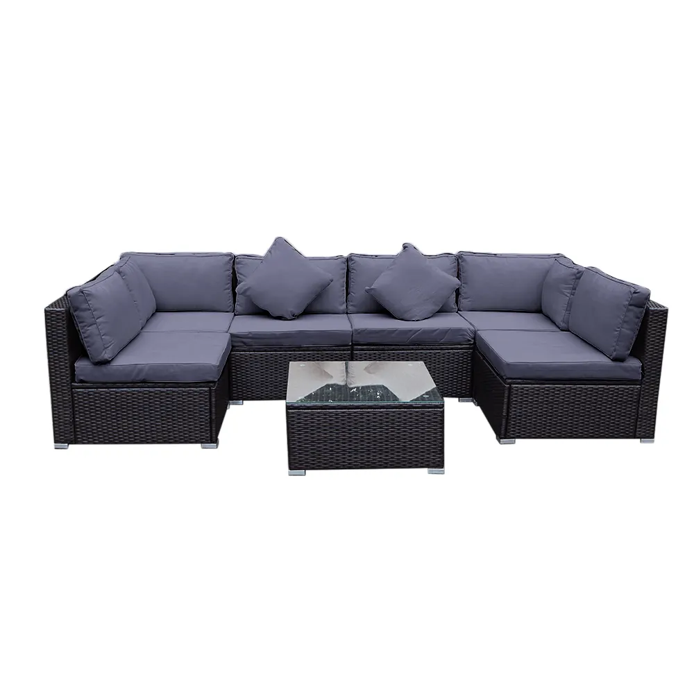 Wasserdichte und hochwertige Outdoor-Rattan möbel Outdoor-Stuhl PVC Korb geflecht gewebte Rattan sofas tühle Couch Gartens ofa