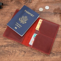 Porte-documents et porte-passeport en cuir Crazy Horse, cuir véritable vintage, multifonctionnel, porte-billets d'avion et porte-cartes