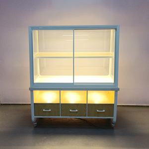 Tùy Chỉnh Bán Lẻ Giá Kính Bánh Mì Hiển Thị Kệ Bằng Gỗ Pastry Ánh Sáng Hiển Thị Trường Hợp Bánh Hiển Thị Showcase Với Bánh Xe - Product Image 3