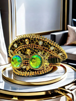Chapeau de Capitaine Steampunk à Carreaux avec Strass et Pointes, Personnalisé, Unisexe, Décontracté, pour la Plage, Fournitures de Fête de Luxe Thème Burning Man, Vente en Gros, MOQ 3