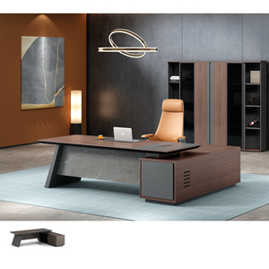 Escritorio de oficina moderno en forma de L, Mesa Ejecutiva de lujo de alta gama y armario de archivos, muebles de oficina comerciales de madera - Product Image 3