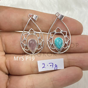 Colgante de piedras preciosas hecho a mano de Plata de Ley 925 sólida - Product Image 1