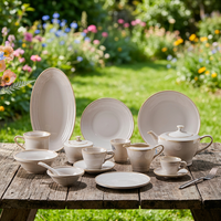 Service de table en céramique ST Luxury Cream Ribbon Line Overglaze, assiettes et bols pour la maison, l'hôtel, les mariages, la décoration de fête, les cadeaux