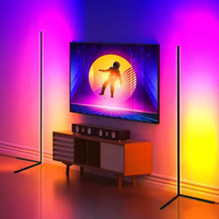 Lampe de sol LED d'angle décorative à lumière RVB, 50 aluminium OEM, bois moderne, lampe ronde