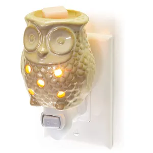 Chauffe-cire électrique en céramique, 100 pièces, vente en gros, en forme de hibou, Plug à huile de parfum, idéal pour Spa et aromathérapie