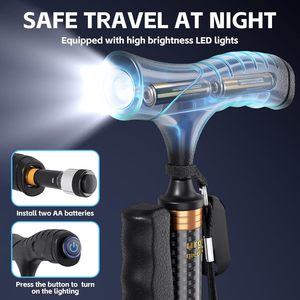 Bastón de Fibra de Carbono con LED, 220LBS, <span class=keywords><strong>Extensible</strong></span>, Altura Ajustable, Mango en T, Bastones de Luz LED, Ayuda para Caminar para Personas Mayores y con Discapacidad - Product Image 5