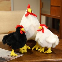 Peluche de coq bicolore réaliste, poussin dodu, poule de grande taille, coussin décoratif