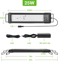 12 18 24 36 48 55 Inci 20W 25W 35W 40W 50W 60W Lampu LED Akuarium Bawah Air RGB Timer 24/7 AUTO ON/OFF