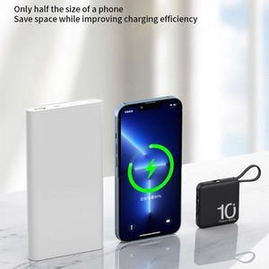 Wholesale Custom Mini Rechargeable Portable Power Bank 10000mAh with Type-C Cable for Smartphones - Product Image 2