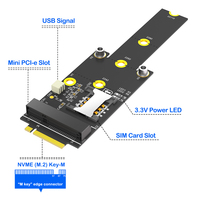 Adaptador M.2 Key-M a Mini PCI-e con Ranura para Tarjeta SIM (Estándar/Micro/Nano) para Expansión de Red en Laptops y PC, 10Gbps, Material PCB, en Stock