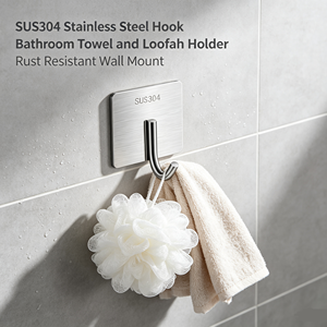 SUS304 Stainless Steel <b>Wall</b> <b>Hook</b> Waterproof Self Adhesive Single Coat <b>Hook</b> for Bathroom Kitchen Door - Product Image 4
