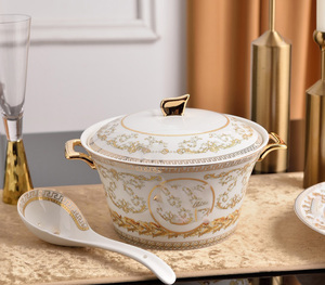 Luxury Blue Palace Dining Room Sets Dinnerware Sets Europe Bone China Wholesale 58 Pcs Dishes and Plates <b>Brown</b> <b>Box</b> Giveaways - Product Image 5