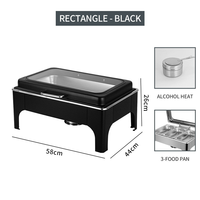 Luxuriöses schwarzes Edelstahl-Hydraulik-Chafing-Dish-Buffet-Set (9L) für Hotel- und Restaurant-Frühstücksausstattung