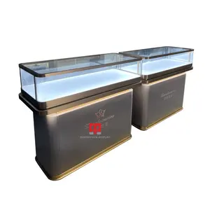 Nieuwe Glazen Vitrinekast Sieraden Vitrine Sets Teller Gebogen Glas Metalen Sieraden Vitrine Kast Shangyuan Sieraden Vitrine