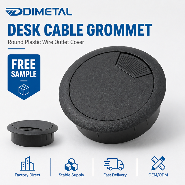 Round Desk Cable Grommet Plastic Wire Outlet Cover For Office Furniture Table