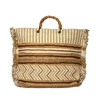 Sac de plage fait à la main de grande capacité sac tissé de vacances d'été simple femmes en prix de gros sac de plage en coton