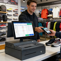 Caisse enregistreuse tout-en-un avec imprimante de tickets intégrée/tiroir-caisse/clavier avec lecteur de cartes, machine POS pour supermarché