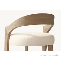 Tabouret de bar à manger en bois de chêne massif au design moderne Mobilier élégant avec dossier profilé en forme de ruban