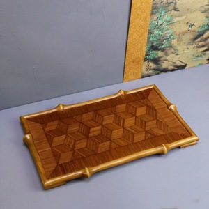 Chinese Style Rectangular Bamboo <b>Tea</b> <b>Tray</b> With Woven Design For <b>Tea</b> Serving And Storage Table Use - Product Image 3