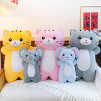 En gros, Jouets pour bébés en peluche en matériau PP, en forme de chat et d'éléphant, Coussin long de confort et d'accompagnement pour chats, Porte-clés