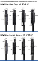 Cable de Aviación Personalizable de Alta Resistencia con Blindaje Trenzado IP67, Cable de Extensión Macho-Hembra de 4P/5P/6P/8P, Cobre ABS, 12V 2A para Vehículos
