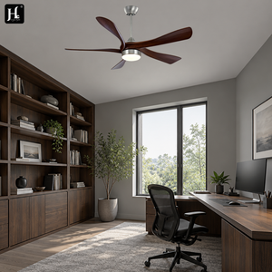 Ventilador de Techo Contemporáneo de Cinco Aspas con Acabado ABS Efecto Metal Cepillado y Nogal, con Luz, para Apartamento, Dormitorio y Sala de Estar - Product Image 1