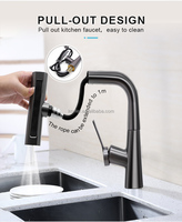 Robinet de cuisine à cascade noire de luxe moderne à poignée unique Robinets mélangeurs pour éviers de cuisine