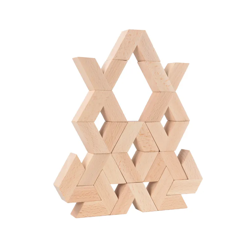 Blocs de construction en bois Montessori pour enfant, jouet drôle et éducatif, à empiler, forme en V, apprentissage précoce, naturel, 3D, nouveauté,