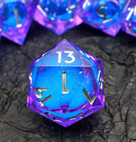 Dés polyédriques bleus rêveurs pour jeux de rôle Dungeons & Dragons, à coins coupés, brillants, en résine, lot de 7 dés liquides 4