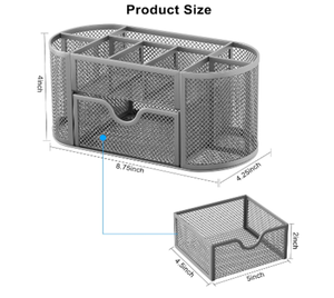 Mesh Desk <b>Organizer</b> with Compartments Desk Accessories Workspace <b>Organizer</b> for Office School Home Supply Teacher Student Silver - Product Image 2