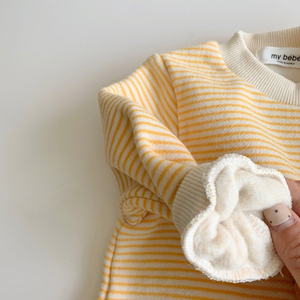 Monos de una pieza acolchados a rayas para bebés, unisex, informales, gruesos, ropa de invierno para niños pequeños - Product Image 4